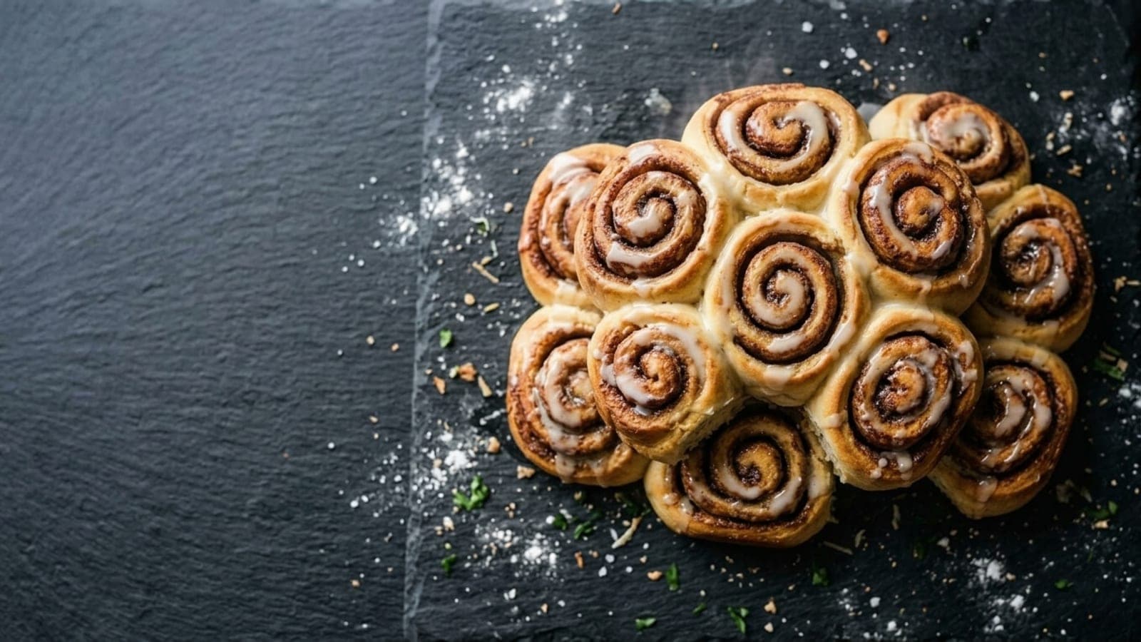 Cinnamon rolls, made with pizza dough