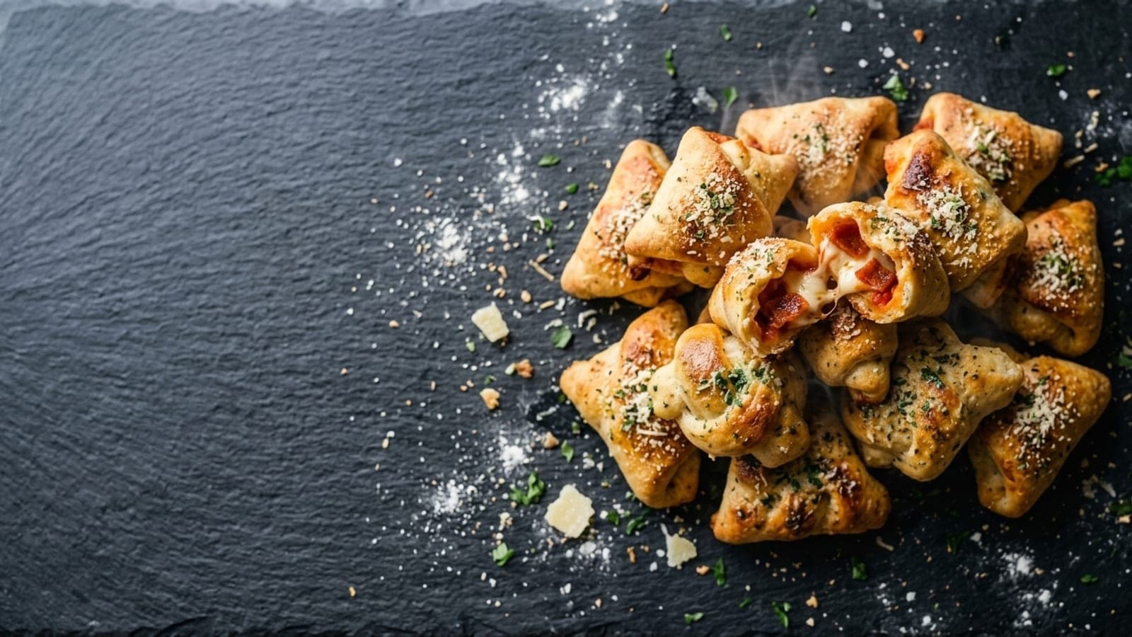 Pizza rolls, made with pizza dough